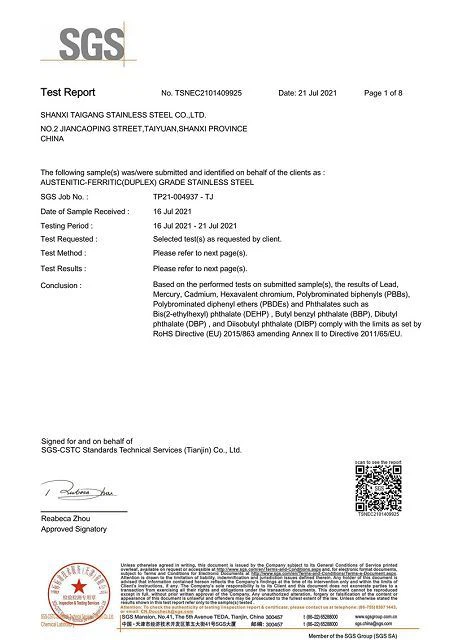 Duplex Stainless Steel ROHS
