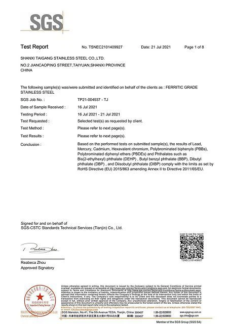 Ferrite Stainless Steel ROHS